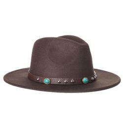 Sombrero para hombre de Ala ancha Correa con esmeraldas Lana
