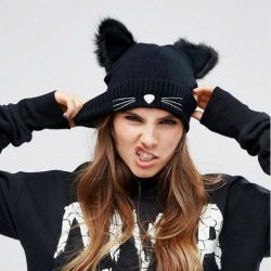 Gorro Mujer Invierno Orejitas de Gato Gorros de Moda Kawai 2019